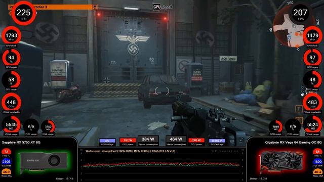 Wolfenstein: Youngblood (1K) - Radeon RX 5700 XT Vs Radeon RX Vega 64