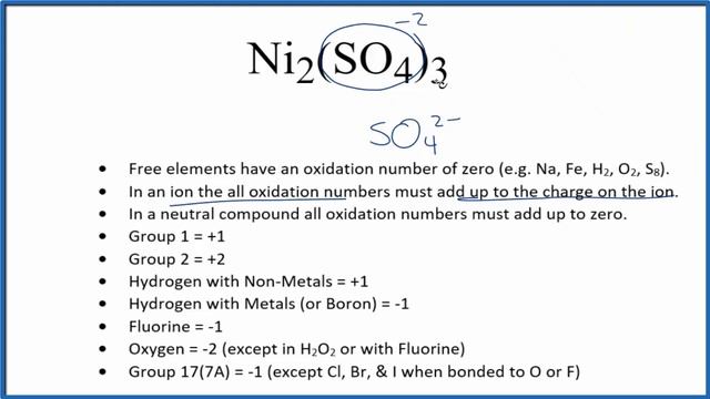 How To Find The Oxidation Number For Ni In Ni2(SO4)3