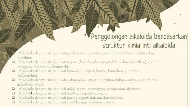 SENYAWA ALKALOID, METODE EKSTRAKSI DAN METODE IDENTIFIKASI [NESPI LEORENSI 201851196]