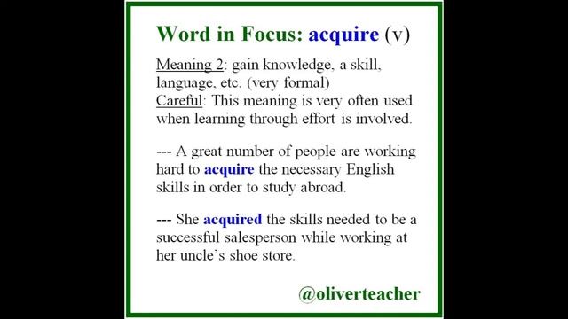 TOEFL / IELTS Word In Focus: Acquire