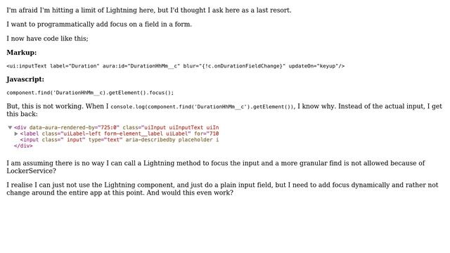 Salesforce: Programatically Add Focus On Ui:inputText