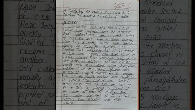 To Study The Kinetics Of Acid Catalyst Hydrolysis Of Methyl Acetate At Lab Temperature