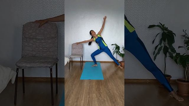 Йога со стулом. Дышим. Удерживаем асаны на 4 цикла дыхания.