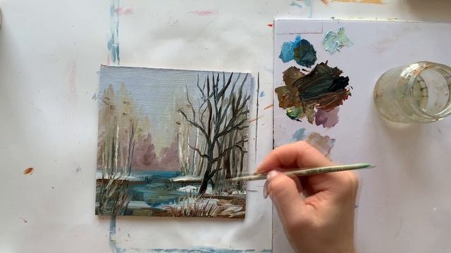 Миниатюра маслом Оттепель часть 2