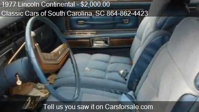 1977 Lincoln Continental For Sale In Gray Court, SC 29645 At
