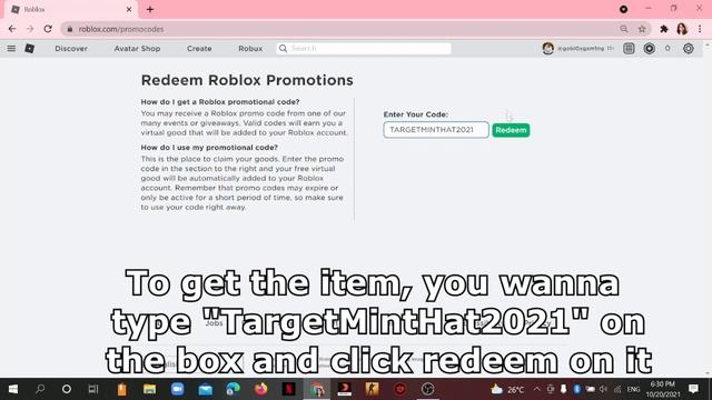 HOW TO GET PEPPERMINT HAT IN ROBLOX FOR FREE! |[PROMOCODE] ROBLOX
