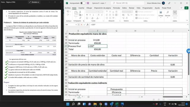 Problema 09 Sistemas De órdenes De Producción Por Costo Estándar