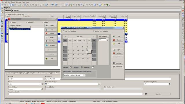 Primavera P6 Creating And Modifying A Project Calendar Part 23