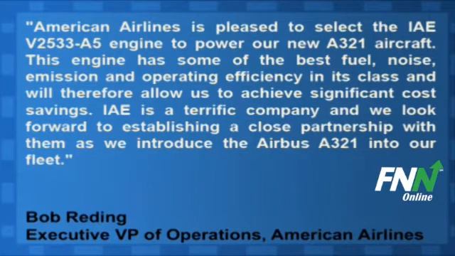 AMR Corp. Selects IAE's V2533-A5 To Power New A321 Fleet