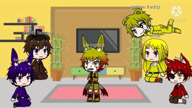 fnaf 1 reacts to springtrap singing springtrap by madame macabre