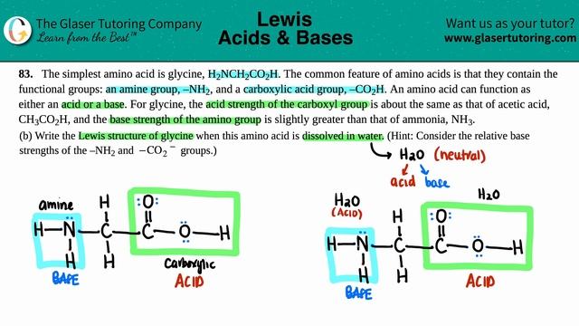15.83b | Write The Lewis Structure Of Glycine When This Amino Acid Is Dissolved In Water