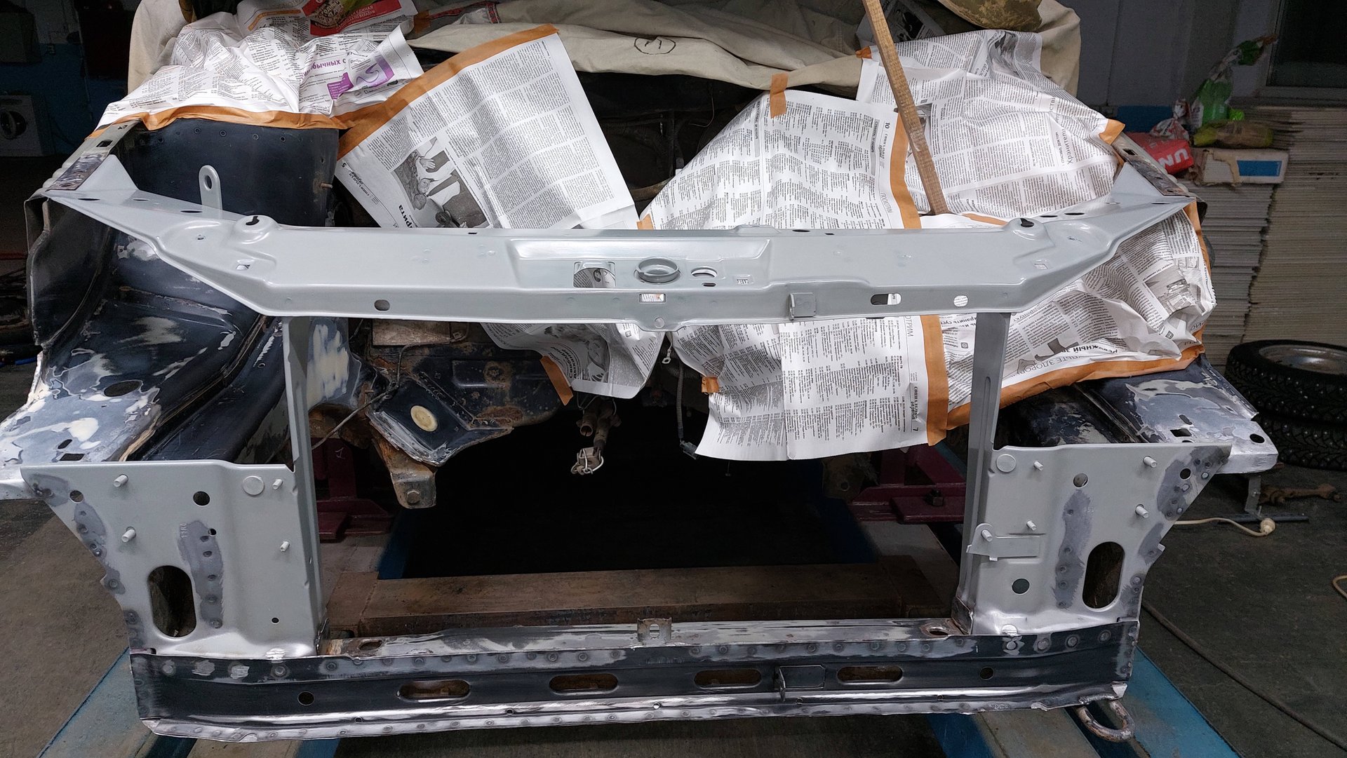 Вытяжка лонжерона и замена передней панели на калине