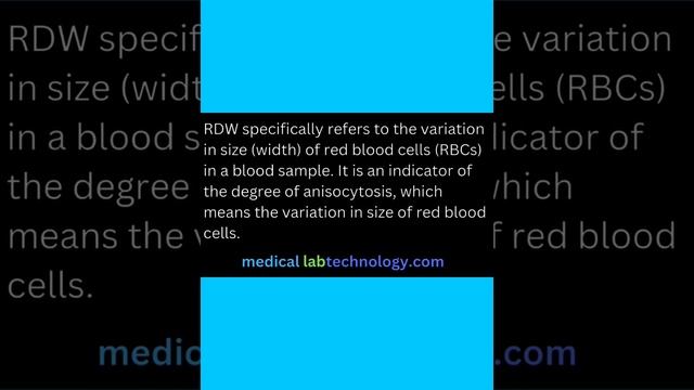 RDW Stands For In Cbc | Red Cells Distribution Width Increase #labtech #viralvideo #labstatus #rdw