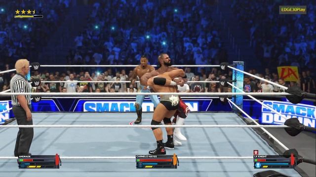 WWE2K24 ANDRADE VS CARMELO HAYES VS LA KNIGHT (C)