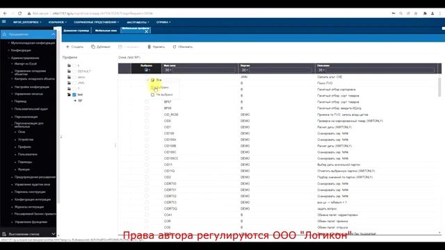 Копирование экранов ТСД _ Copying TSD Screens Infor WMS 11