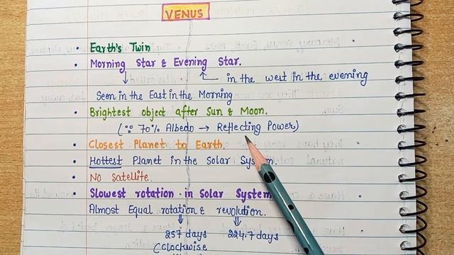 Inner Planets- Mercury,Venus,Mars || World Geography || Handwritten Notes || Lec.9 || An Aspirant !