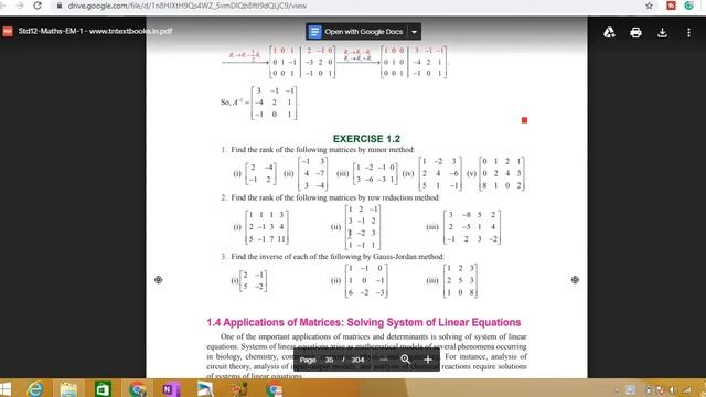 TN Class 12 Maths|chapter1|app.of Matrices And Det.|lec30|rank Of A Matrix-Row Reduction |ex 1.2-2