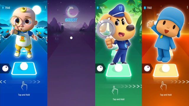 Cocomelon 🆚 Pinkfong 🆚 Sheriff Labrador 🆚 Pocoyo   Tiles Hop EDM Rush🎶   Gameplay🎯