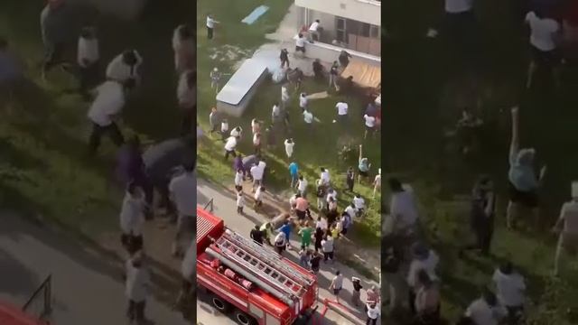 пожар Алматы, люди прыгают