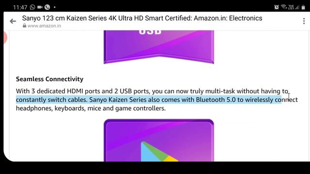 Sanyo (49 Inches) Kaizen Series 4K Ultra HD Smart Certified Android IPS LED TV