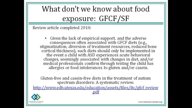 Nutrition & Autism: What Is The Connection & What Does The Research Tell Us, Aug 1 2013