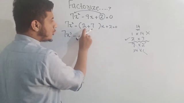 #Basic #Math.                                                             Factorize 7x² - 9x + 2 =