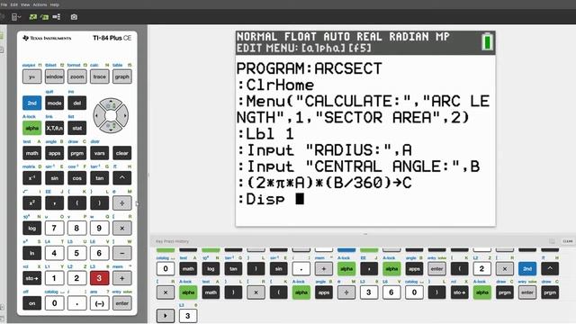 How To Program The Area Of A Sector And Arc Length For TI-83/84/89 Calculator  (100% Accuracy)
