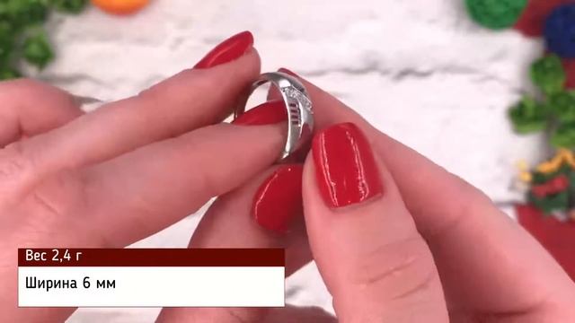 Позолотка Кольцо Xuping 14352, ширина 6 мм, вес 2.4 г, белые фианиты, позолота Белое золото