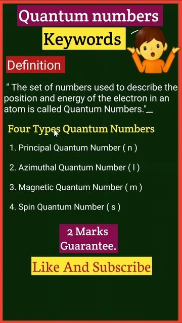 Quantum Numbers Definition #quantumnumberkeywords #youtubeshorts #shorts