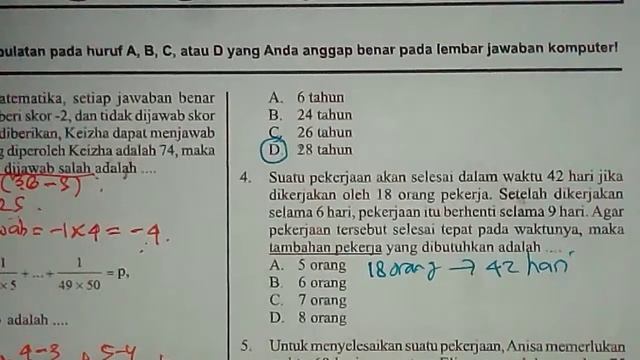 Pembahasan Soal UCUN 2 Matematika 2020 no. 1 - 10 - Matematika SMP