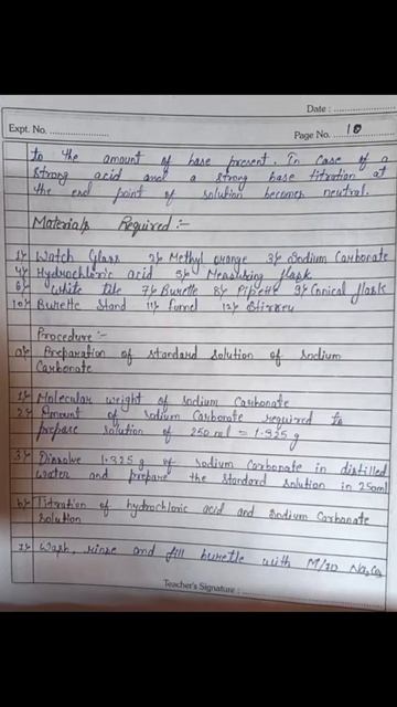 Determine The Molarity Of Supplied Na2Co3 Solution By Titrating Against M/20 H2So4 Solution Class 1