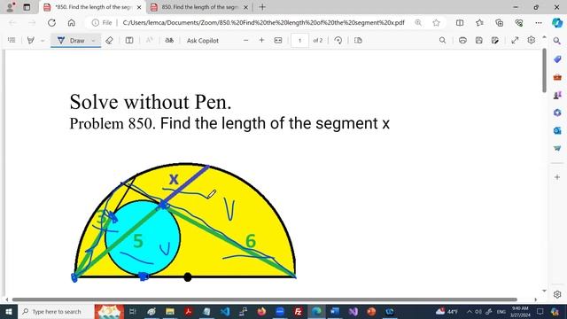 850. Find The Length Of The Segment X