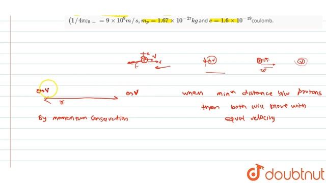 A Proton Moves With A Speed Of `7.45x10^(5)m//s` Directly Towards A Free Proton Orginally