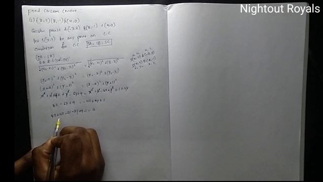 Find Circumcentre(-2,3),(2,-1)&(4,0) ||straight Line Class 11 Telugu