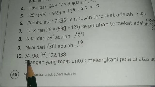 Kunci Jawaban Soal Latihan Ulangan Bab 1 Bagian B & C Hal 66, Matematika Kelas 4 Kurikulum Merdeka