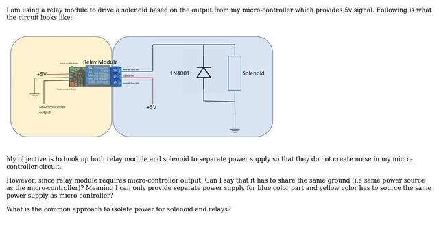Electronics: Isolating The Solenoid And Driving Relay Power Supply