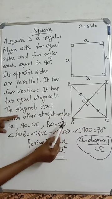BASIC MATHS - DEFINITION  AND BASIC FACTS ABOUT A SQUARE