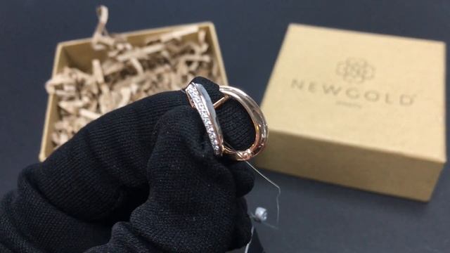 !Серьги 095528 из красного золота 585 пробы с фианитами