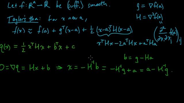 (ML 15.2) Newton's Method (for Optimization) In Multiple Dimensions