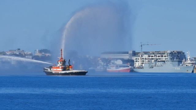 The Most Powerful Tugboat In Iceland MAGNI Uses Its Water Guns - Are  Connected To Its Main Engines