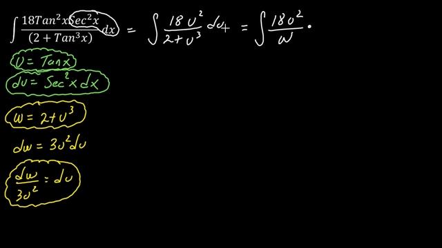Integrales |100 Integrales Por Sustitución O Cv 69 | Integral De (18Tan^2xSec^2x)/(2+Tan^3x)dx
