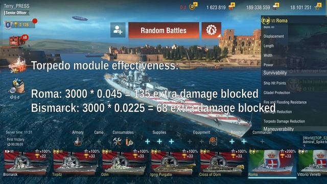 World Of Warships Blitz - Modules And Percentages