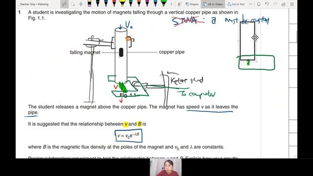 ON16 P53 Q1 Falling Magnet Eddy Current | A2 Practical Paper 5 | Cambridge A Level 9702 Physics