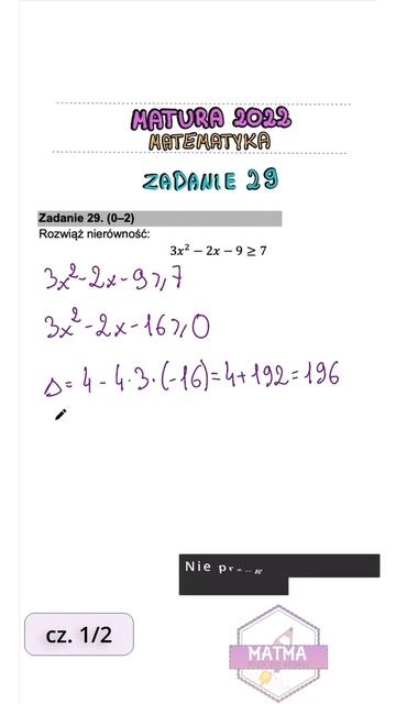 💥Nierówności Kwadratowe Cz. 1/2💥 #matura2022 #matma #matematyka #nierówność #kwadratowa #funkcja