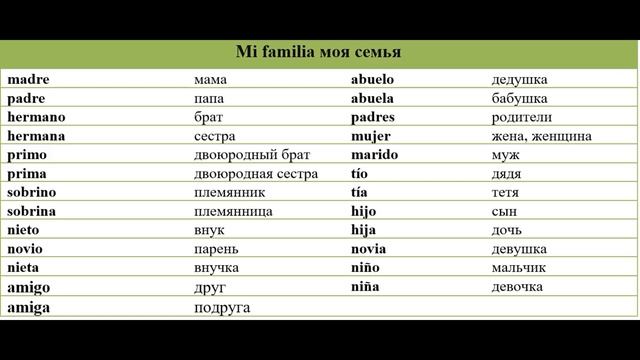 Словарь моя семья