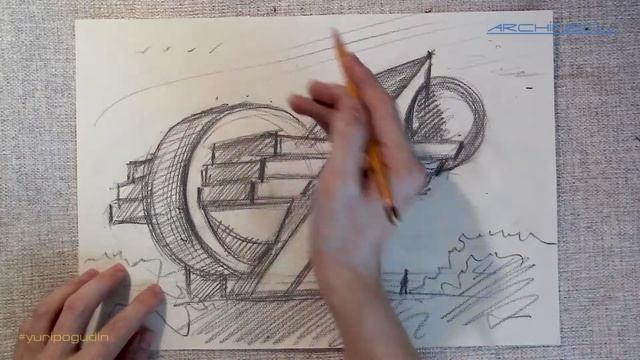 Архитектурная фантазия 08.2022 | Педагог по рисунку и архитектуре Юрий Погудин | Archineo.ru