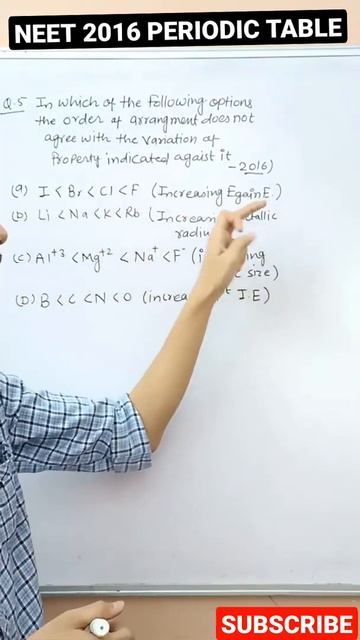 PERIODIC TABLE NEET 2016 QUESTION SOLUTION  #Shorts #YouTubeShorts #ProtonShorts