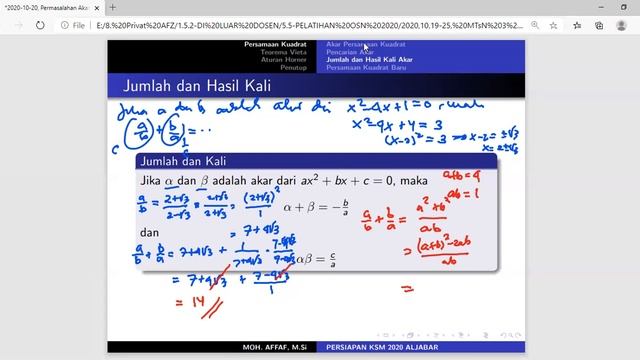 2.2. Permasalahan Akar: Jumlah Dan Hasil Kali Akar