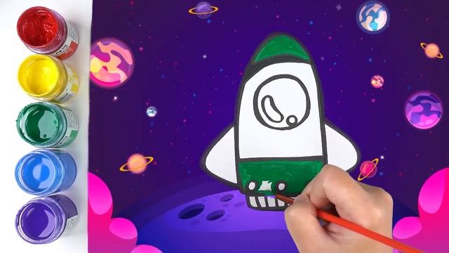 Space Rocket | Green Screen Coloring | Learn Colors & English For Kids #MagicPang