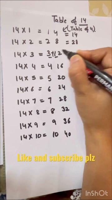 Magic Trick For  Table Of 14 #maths #viral #shortsvideo #love